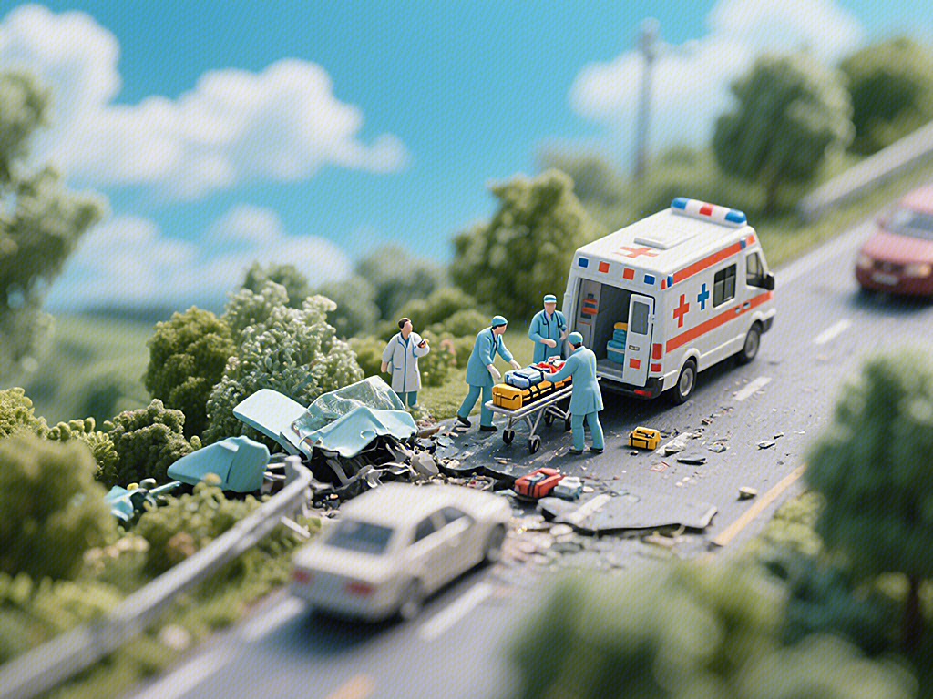 高速车祸场景模型 车祸 急救 救援 救护车