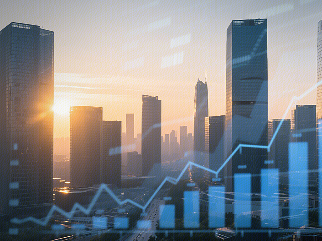 业绩上涨 盈利 上升 收益增加 写字楼 建筑群