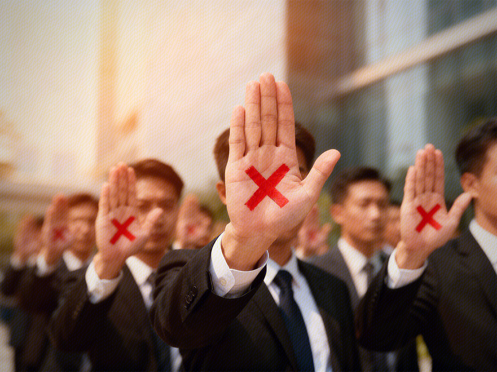 集体反对 拒绝 错误 叉 反抗