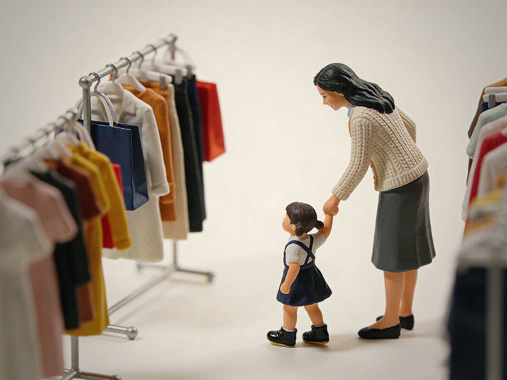 逛服装店 带娃逛街 亲子购物瞬间 陪伴